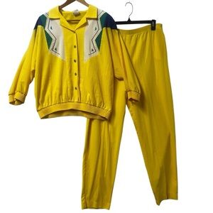 Vintage 1980s Graff Jogging Suit Womens L XL Track Jacket Pants Retro
